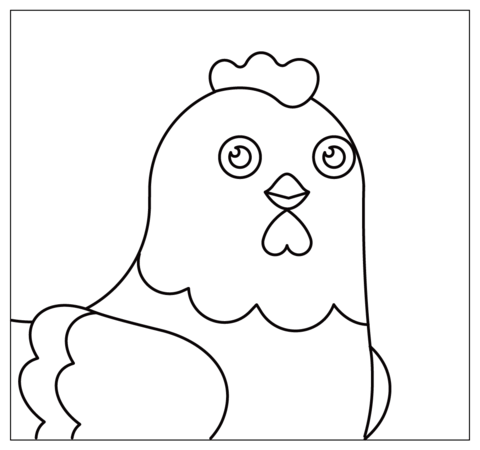 Hen Selfie Coloring Page